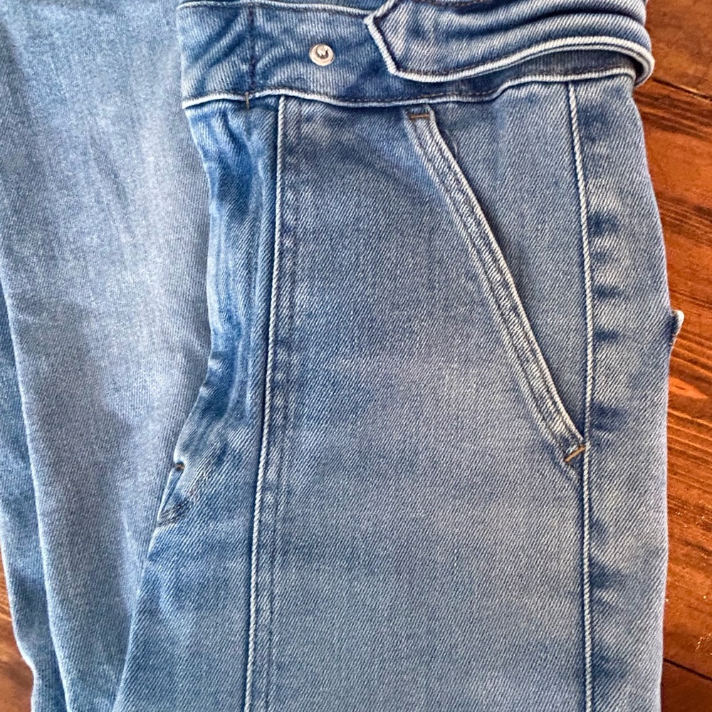 Good American Light Blue Denim Straight Leg Pants Jumpsuit - Picture 8 of 9